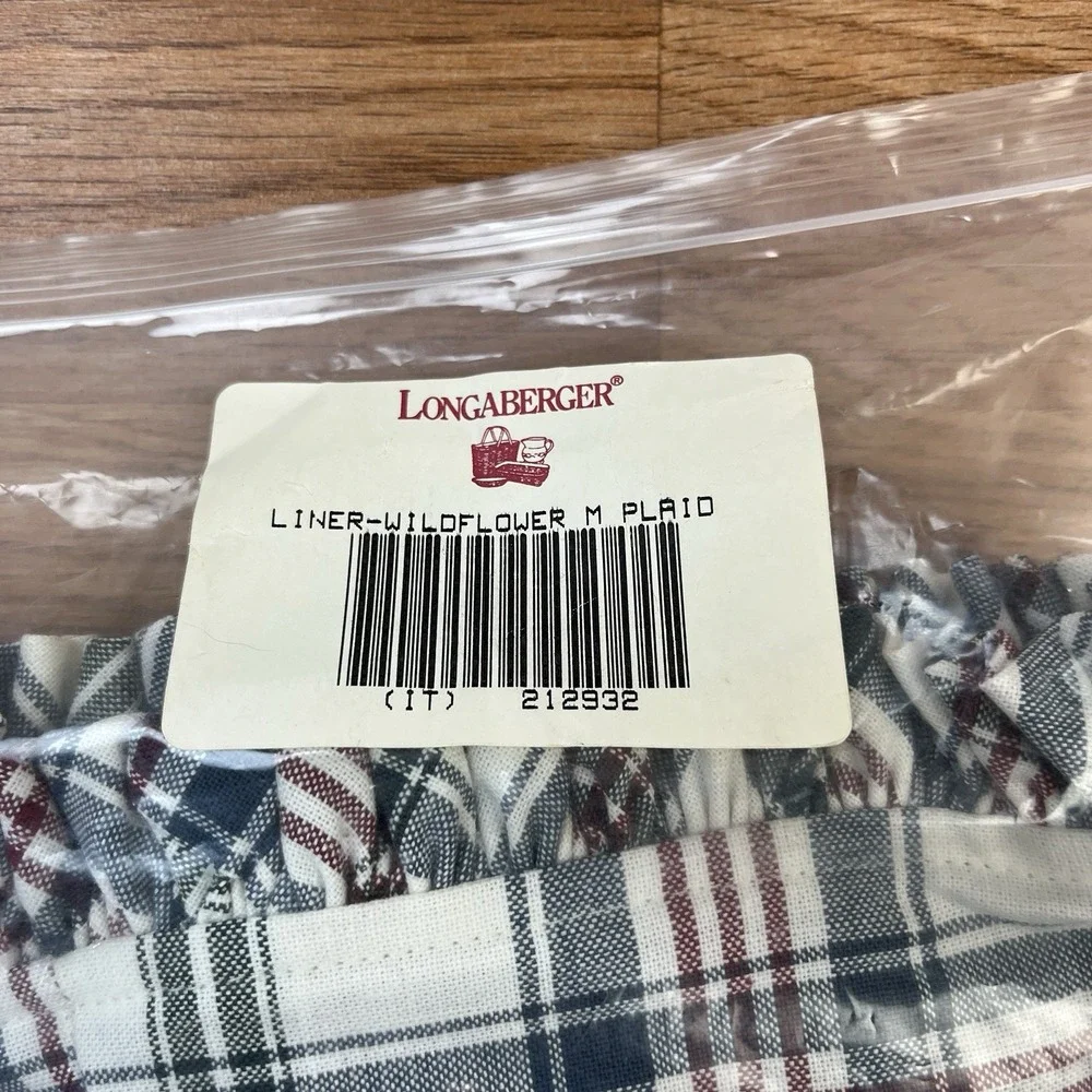 Longaberger Fabric Liner for Wildflower‎ Basket Market Day Plaid NEW  LINER ONLY